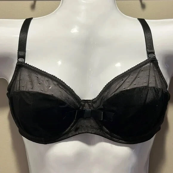 Apt.9 Black Sheer Mesh Unlined Demi Bra 40D - Image 1 of 4
