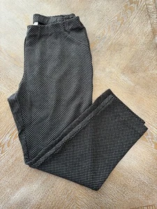 J. JILL Ponte Black/Gray Check Print Pull On Pants MedPet Waist 32” Inseam 25.5” - Picture 1 of 7
