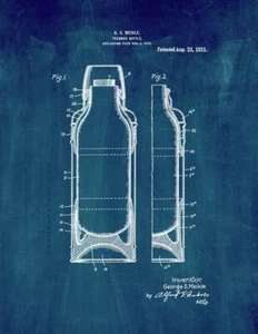 Thermos Bottle Patent Print Midnight - Picture 1 of 3