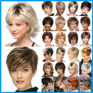 Damen Haar Glatte Perücke Bob Mode Volle Kurz Perücken Gelockt Wig Wie Cosplay - Bild 1 von 35