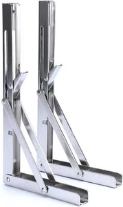 2Pack Heavy Duty Shelf Stainless Bench Table Folding Bracket Support 660lb/300kg - Picture 1 of 9