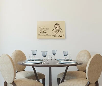 "Bienvenidos a nuestro Hogar Centrado en Cristo" Decoración Cristiana del Hogar, Espiritual, Religiosa Foto 1 de 4