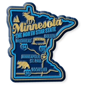 Minnesota the North Star State Premium Map Fridge Magnet - Bild 1 von 1