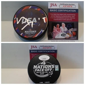 Matthew Tkachuk Autographed Signed USA 4 Nations Puck JSA COA Florida Panthers - Picture 1 of 3
