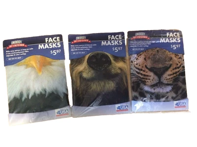 Unibody Face Masks One Size Dog Tiger Eagle Nose Soft Stretch Moisture Wick New - Image 1 of 2