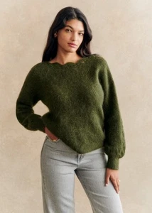 Maglione pullover Sezane Stacy lana verde piccolo nuovo! Mohair esaurito - Foto 1 di 7