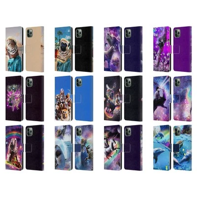 OFFICIAL RANDOM GALAXY ANIMALS LEATHER BOOK WALLET CASE FOR APPLE iPHONE PHONES - Image 1 of 4