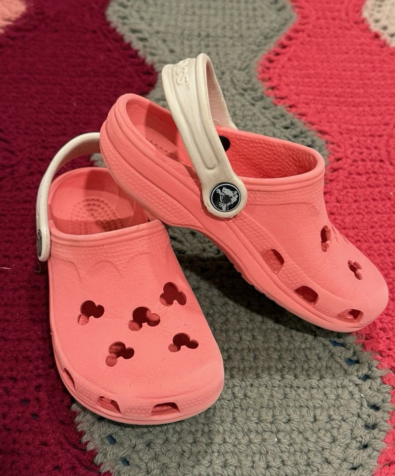 Classic Clog Crocs Disney Pink Mickey Mouse Cut Outs Kids Size C10/11 - Image 1 of 4