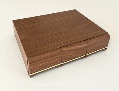 Vintage Audio Cassette Tape Storage Box Case Three Drawer Faux Wood - Image 1 of 4