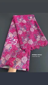Latest African Lace Fabric Nigerian Wedding Luxury Multicolor... - Picture 1 of 2
