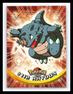 💥 Rhydon 1999 Topps Pokemon TV Non Holo Animation Series Blue Logo # 12 - Image 1 of 2
