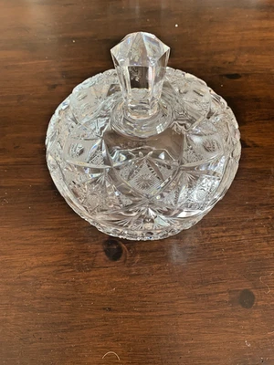 Porta caramelle / cioccolatini in cristallo inciso e molato a mano - anni '70 - Immagine 1 di 4