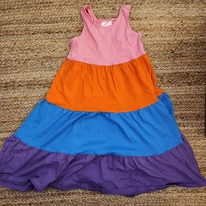 Hanna Andersson Dress Cotton Tiered Rainbow Colorblock Twirl Size US 8 130cm - Picture 1 of 4