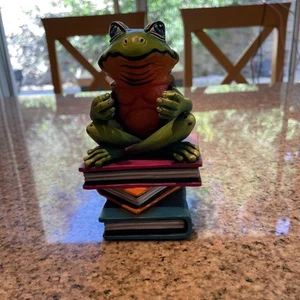 Carlos and Albert "Book Club Frog (Mini)" Mixed Media Ceramic Sculpture - Picture 1 of 8