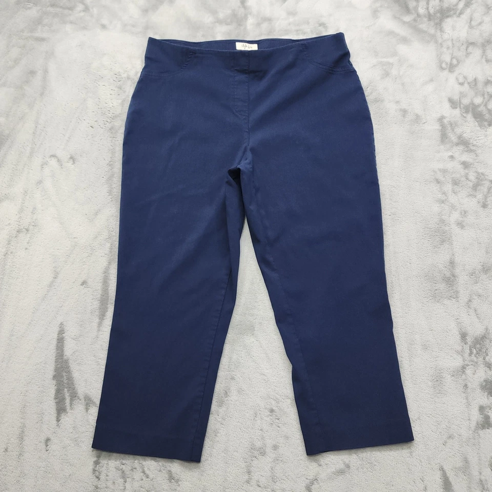 Pantalones Style&Co Para Mujer L Azul tiro Medio Pull On Capri Frente Plano Elastizados Informales Foto 1 de 4