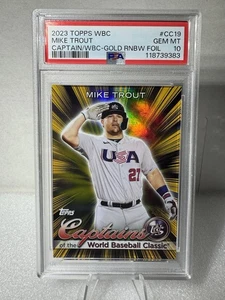 2023 Topps WBC Captains Mike Trout Gold Rainbow Foil /50 PSA 10 Angels #CC-19 - Picture 1 of 2