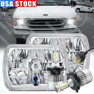 Pair 7x6'' 5x7'' LED Headlights DRL For Ford E-100 E150 E250 E350 Cargo Van - Image 1 of 4