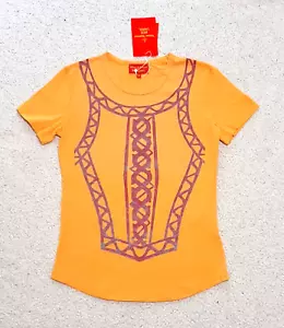 Vivienne Westwood Etiqueta Roja Nuevo con Etiqueta Corsé Patrón Amarillo Naranja Talla S - Imagen 1 de 9