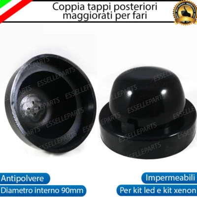 COPPIA TAPPI POSTERIORI MAGGIORATI DIAMETRO 90mm X KIT LED E XENON H7 H4 H11 H8 - Immagine 1 di 4