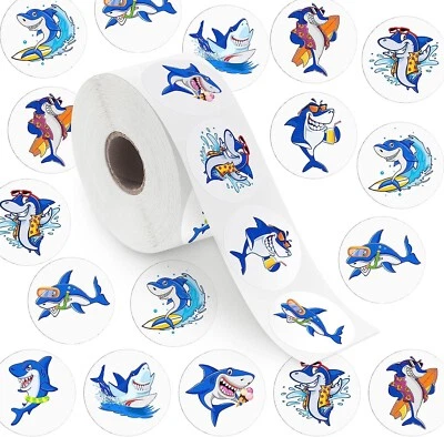 OUTUS 25 funny Shark Stickers Teacher Supply Party Favors Summer Ocean