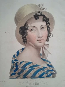Le Midi GRAVUR Massol NOEL LEMIRE Porträt Frau 19. Jh. - Bild 1 von 4