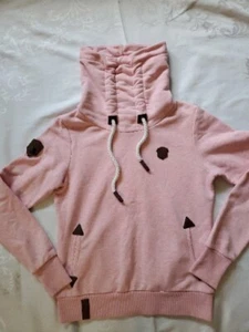 Naketano Womens Medium Cowl Neck Pink Brave New Word Sweatshirt Pullover  - Picture 1 of 9