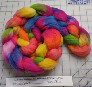 Top peinado de lana Superwash giratorio pintado a mano EE. UU. teñido nuevo con etiquetas Poppers - Imagen 1 de 1