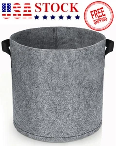10-Pack Round Fabric Aeration Plant Grow Bags 25 Gallon Gray with Handle - Picture 1 of 6