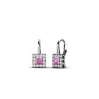 Pink Sapphire & Diamond Square Dangling Earrings 1/2 ctw 14K Gold JP:33989