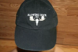 Vintage einzigartige Mütze Kappe Falke schwarz blowing rock NC Elchschädel verstellbar EUc - Bild 1 von 10
