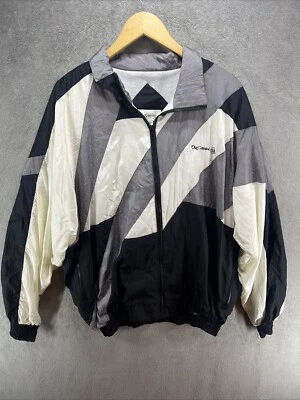 Винтажный Олег Cassini с подкладкой куртка черный белый серый ветровка размер XL 80-х - Изображение 1 из 4