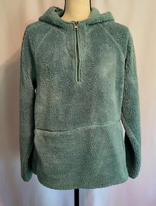 Sudadera con capucha polar vintage Y2K EVERLAST verde azulado turquesa bolsillos 1/4 cremallera Gorp exterior XL - Imagen 1 de 10