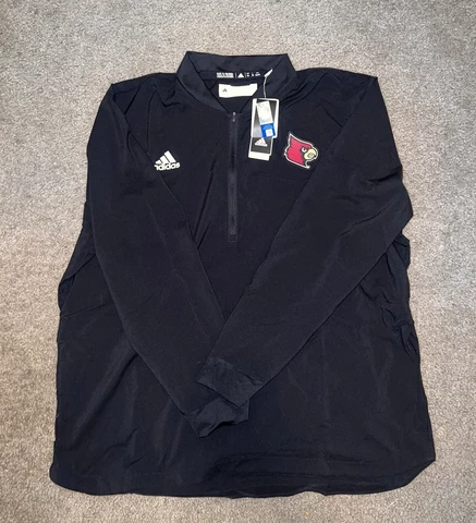 Adidas Louisville Cardinals Aeroready Black 1/4 Zip Pullover Jacket Size XXL 2XL Cover
