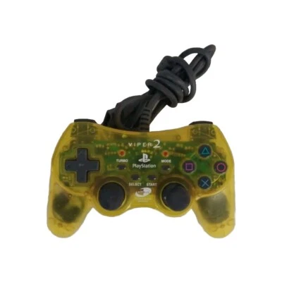 Sony PlayStation PS2 Nyko Platinum Series Viper 2 Yellow Controller Wired - Image 1 of 2