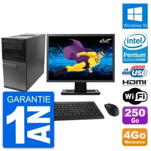 PC Tour Dell 390 MT Ecran 22" G630 RAM 4Go Disque Dur 250Go HDMI Windows 10 Wifi - Imagen 1 de 6
