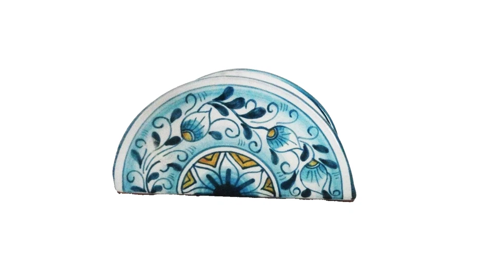 180127  Portatovaglioli in ceramica Sorrentina cm 16 x 8 x 6  colore Azzurro - Immagine 1 di 3