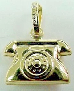 Brandneu 14kt Gelbgold Telefon 3-D Anhänger/Charm - Made in Italy - Bild 1 von 2