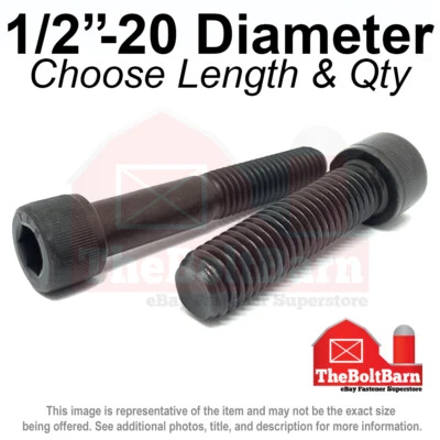 1/2"-20 Allen Socket Head Alloy Cap Screws Bolts Black Oxide FINE(Pick Size Qty) - Image 1 of 2
