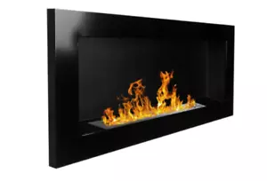 Bioethanol Fireplace Biophim Glossy Black Wall Fireplace 900x400mm Glassless - Picture 1 of 7
