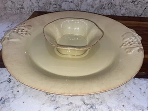Casa Stone Casafina Madeira Ernte 14" Platte Chip Dip Relish Schale Dijon Gold - Bild 1 von 7