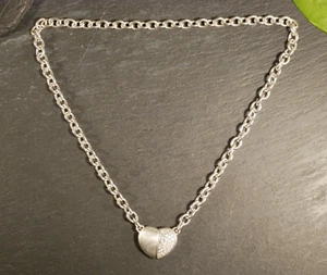 Starke 925 Silber Kette Gliederkette Herz Magnet Matt Glänzend Esprit Zirkonia - Bild 1 von 9