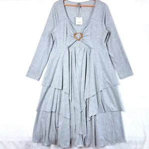 Noracora Tiered Jersey Knit Pullover Pockets Maxi Dress Womens XXL Gray NEW - Picture 1 of 9