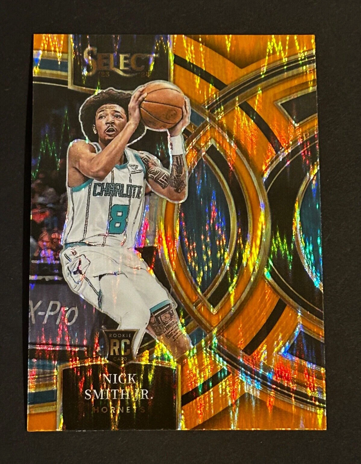 Nick Smith Jr 2023-24 Panini Select Premier Orange Flash PRIZM SP #119 Hornets