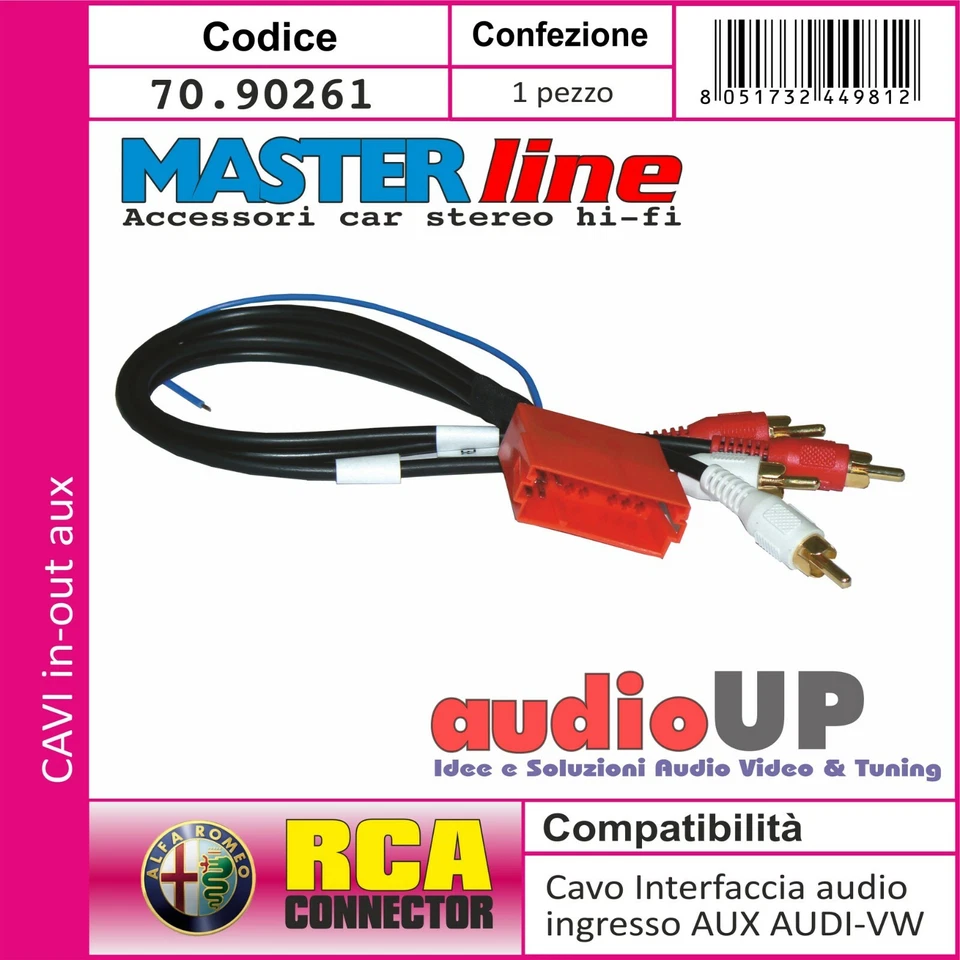 Connettore AUX out radio originale/uscita PRE-OUT mini ISO 4 CANALI per AUDI A4 - Immagine 1 di 1