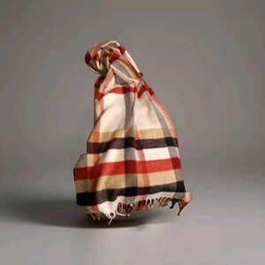 Bufanda a cuadros roja blanca caqui azul. Flecos New Wear All Day 12x64 - Imagen 1 de 3