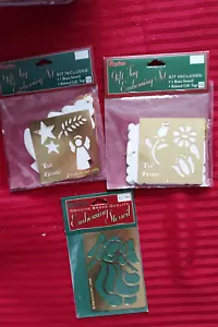(3) Vintage Darice Prägeschablone Geschenkanhänger Kits-Engel Blumen Engel und Sterne - Bild 1 von 5