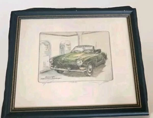 Volkswagen VW Karmann Ghia Cabriolet Wall Art Real Copperplate Etching - Picture 1 of 12