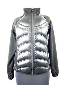 Womens LONDON FOG Puffer Sweater Jacket Coat Black  Sz Small RS04 - Picture 1 of 10