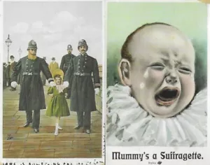 Postcard Suffragette in the Grip of the Law Raphael Tuck Policeman Mummy's - Picture 1 of 3