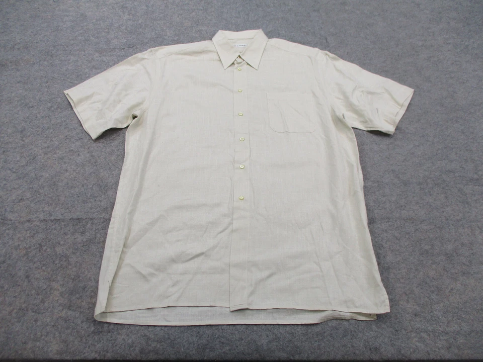 Camisa St Croix Para Hombre Extra Grande Beige Bolsillo Manga Corta Abotonada Tejida Adulto Foto 1 de 4